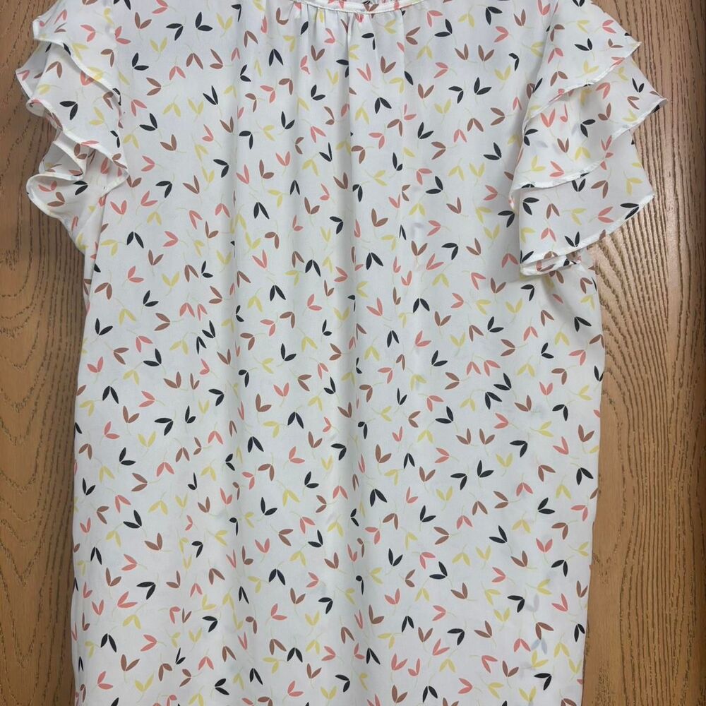 Liz Claiborne Women's Ruffle Sleeve Blouse Medium - Picture 2 of 4